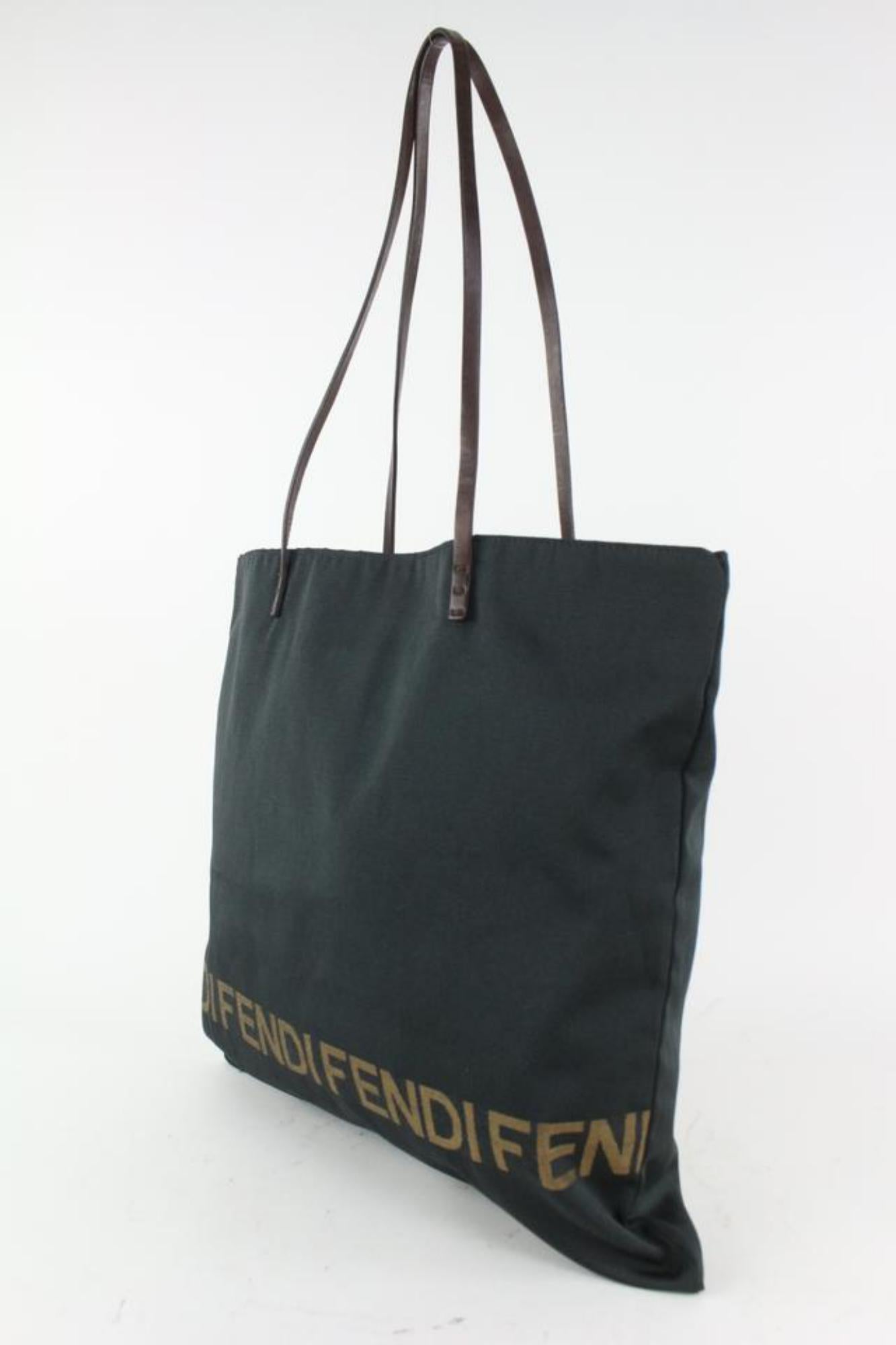 Fendi Black Logo Shopper Tote Bag 104f45 For Sale 8