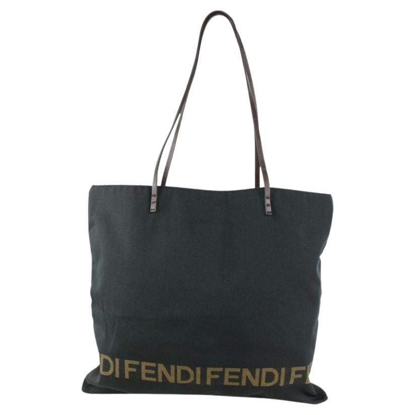 Fendi Black Logo Shopper Tote Bag 104f45 For Sale