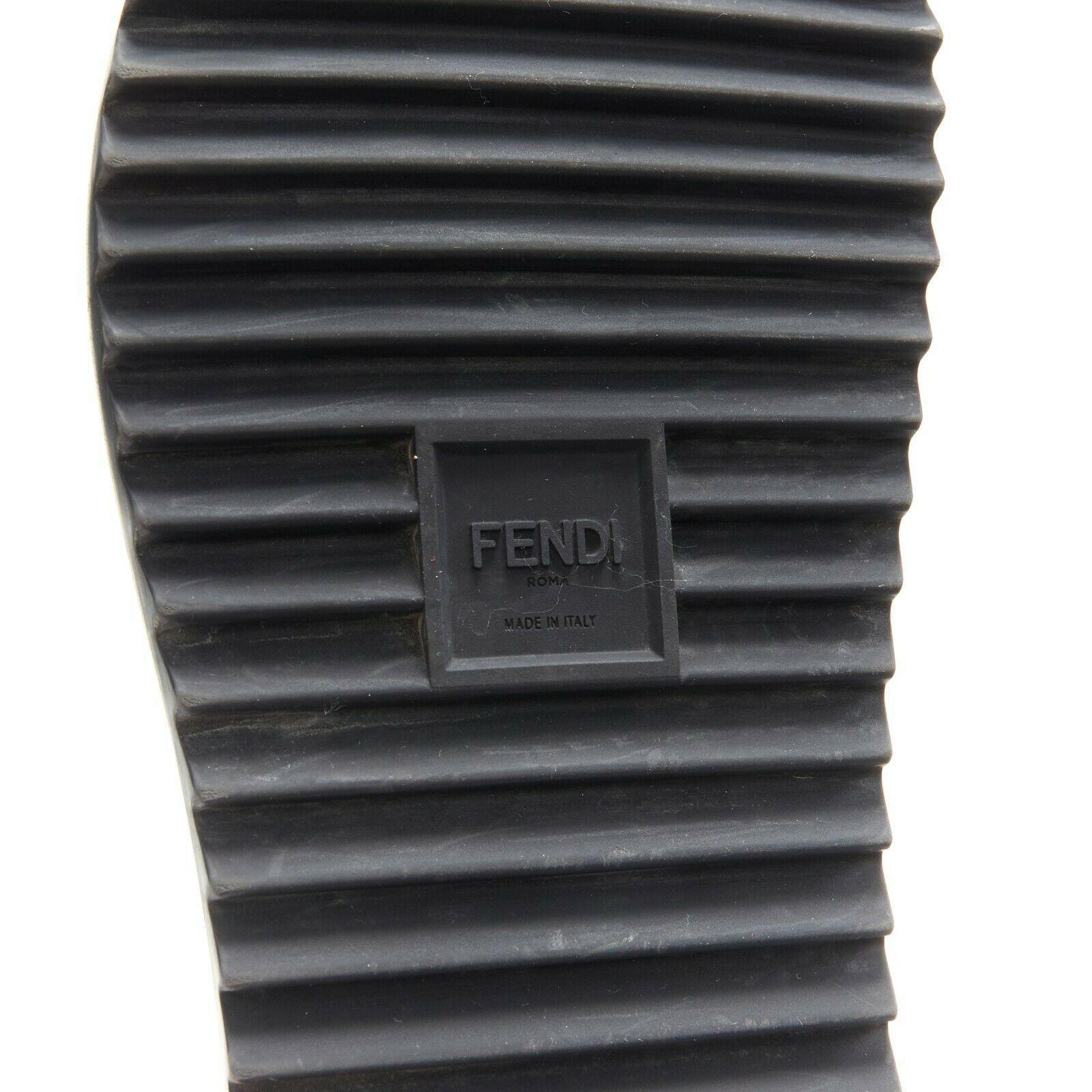 FENDI black logomania deboss branding rubber thick strap ridged sole slides EU43 4