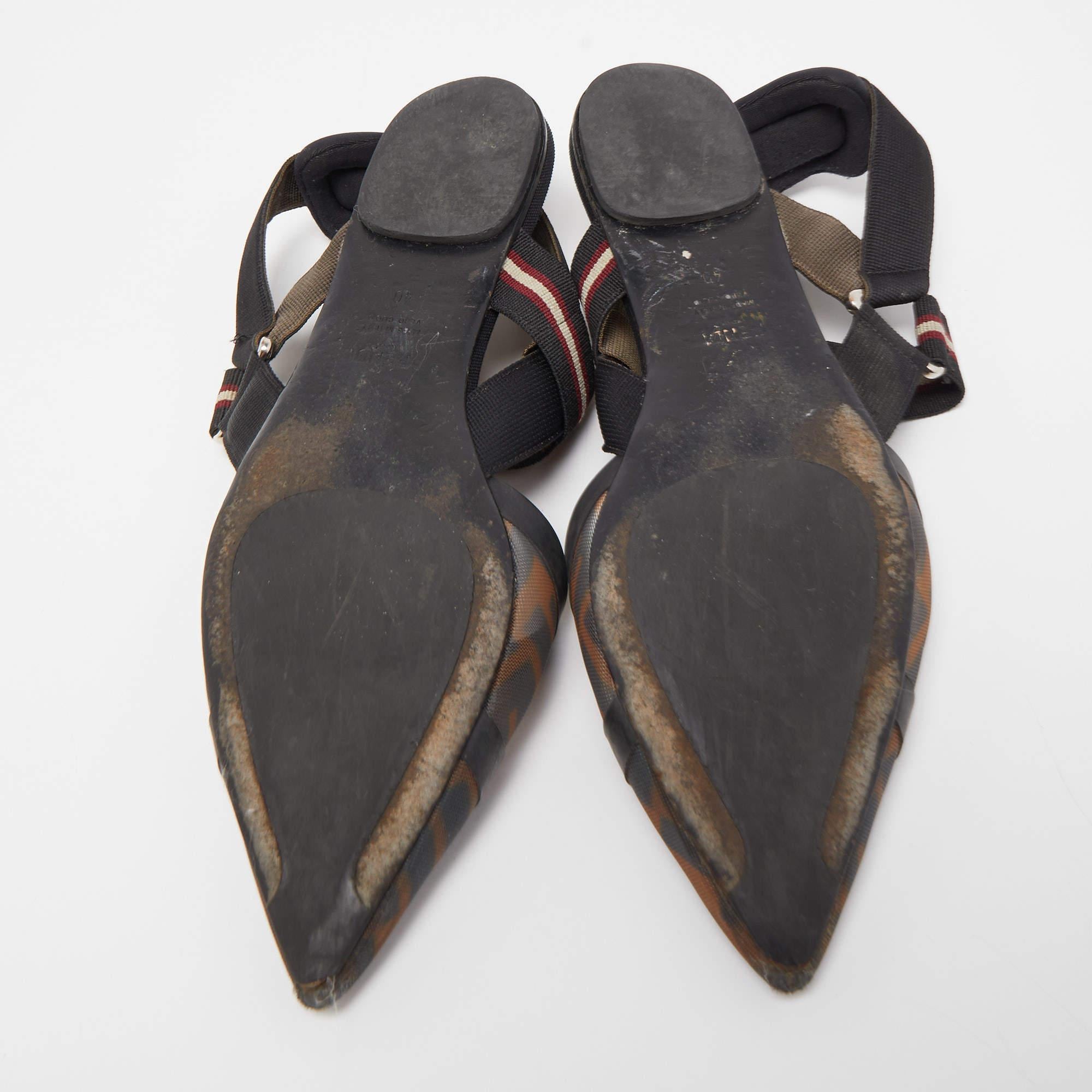 Fendi Black Mesh and Fabric Colibri Slingback Flat Sandals Size 40 3