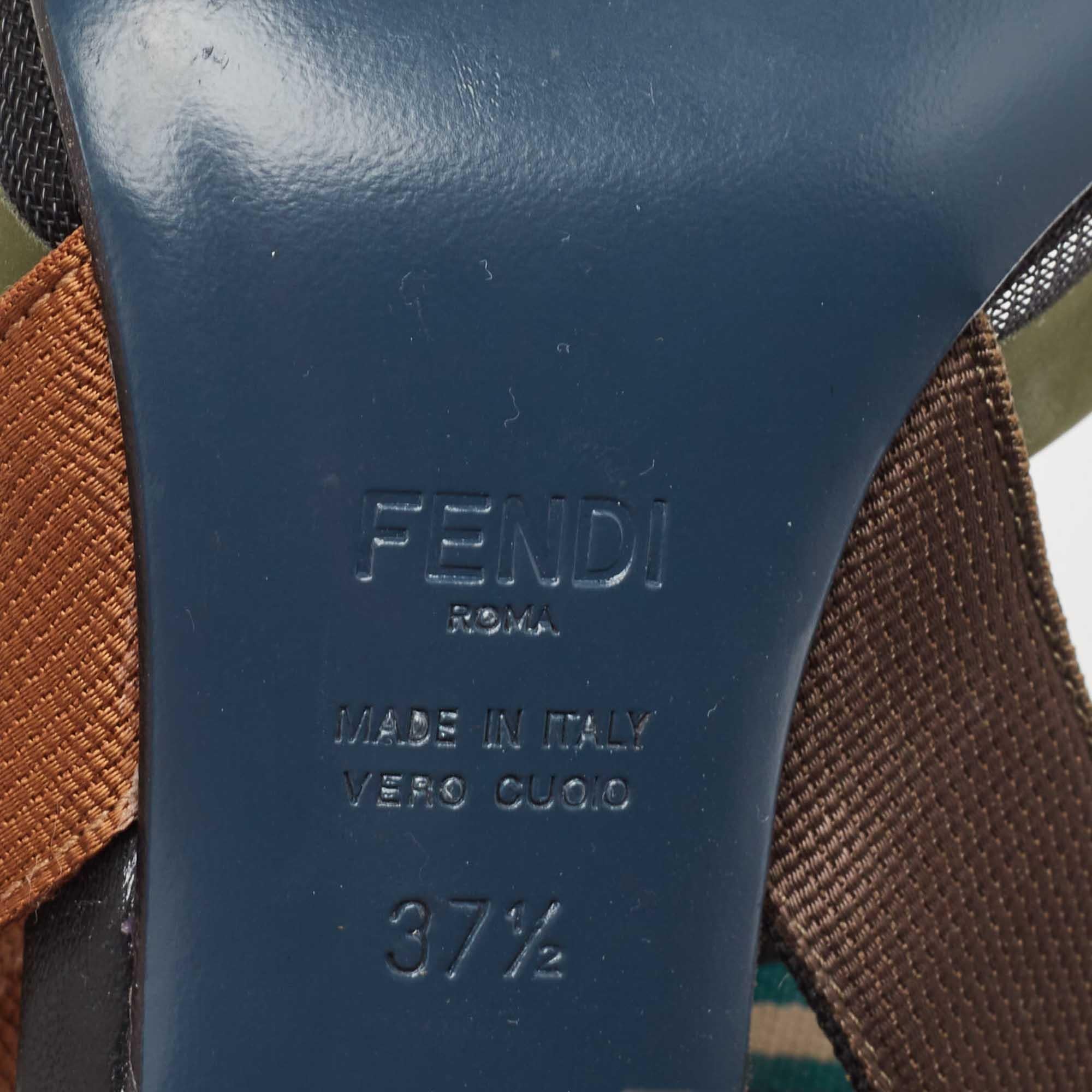 Fendi Black Mesh and Fabric Colibri Slingback Pumps Size 37.5 3