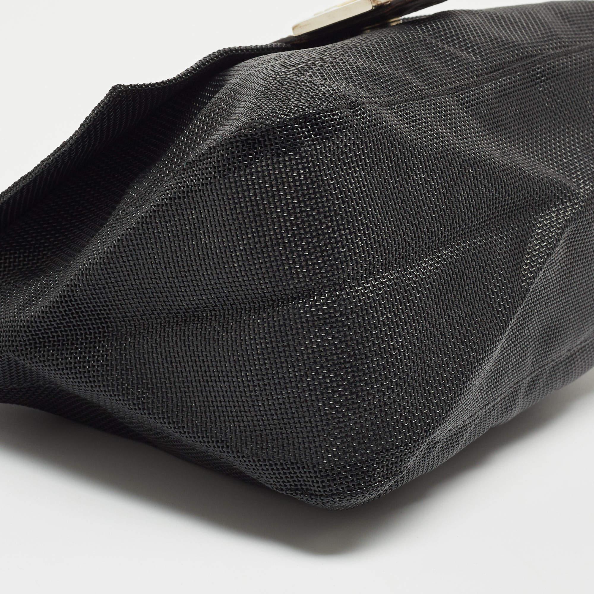 Fendi Black Mesh Coated Fabric Mama Baguette Shoulder Bag 7
