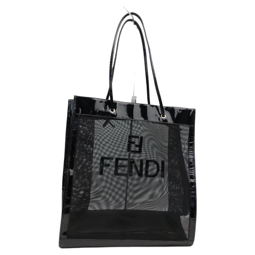 Fendi Black Mesh FF Logo Shopper Tote Bag 863431 at 1stDibs | fendi ...
