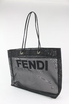 Fendi Black Mesh Logo Shopper Tote Bag 1025f18