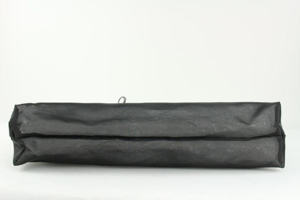 Fendi Black Mesh Logo Shopper Tote Bag 1025f18 In Good Condition In Dix hills, NY