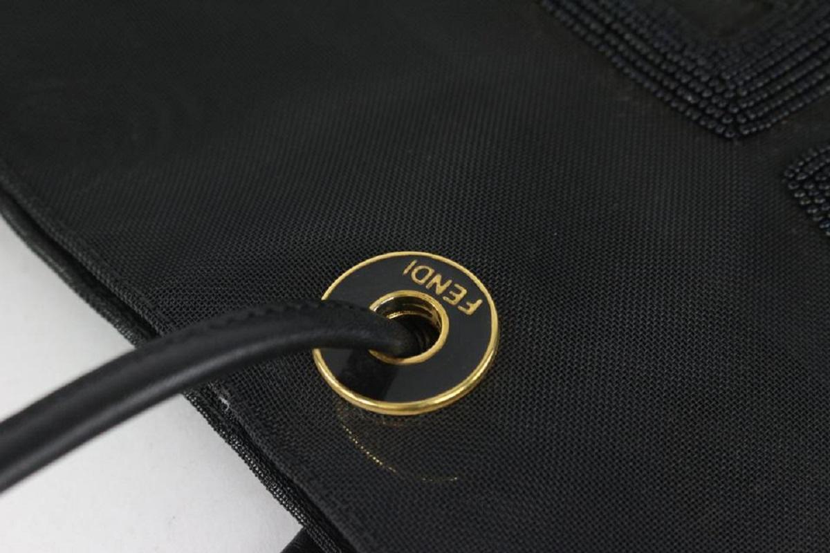 Fendi Black Mesh Logo Shopper Tote Bag 1025f18 1