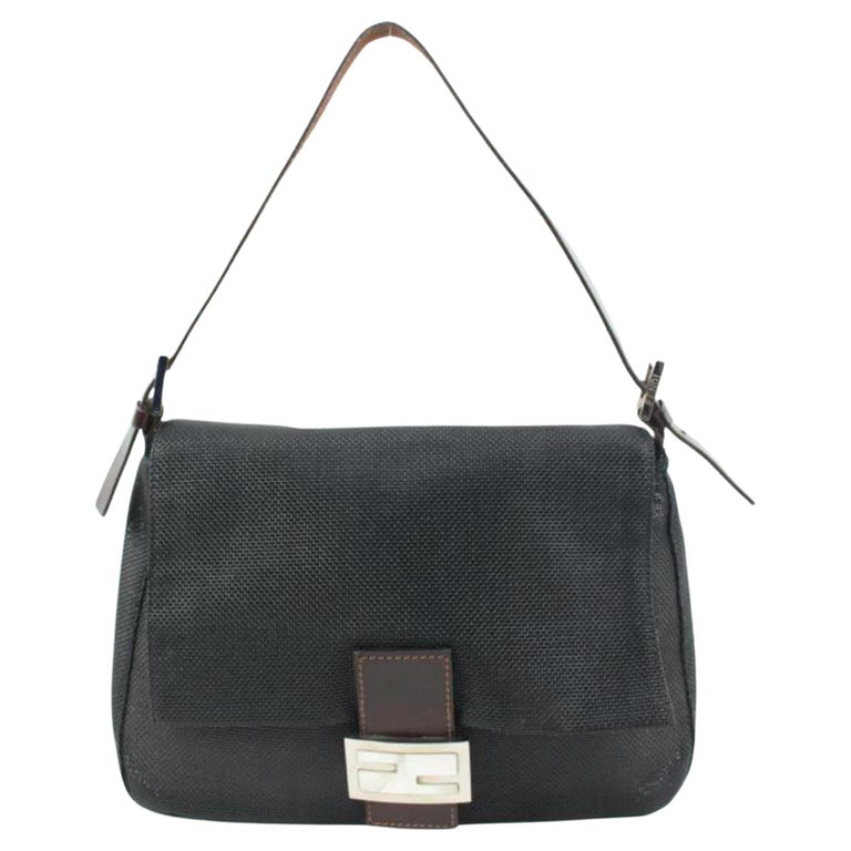 Vintage Early 2000s Fendi Neoprene Black Leather Mini Shoulder Bag
