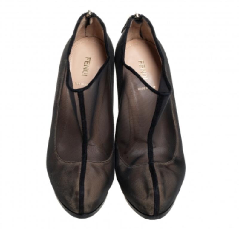 Fendi Black Mesh Platform Booties Size 40 For Sale 1