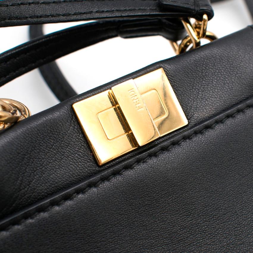 Fendi Black Micro Peekaboo Leather Shoulder Bag In Excellent Condition For Sale In London, GB