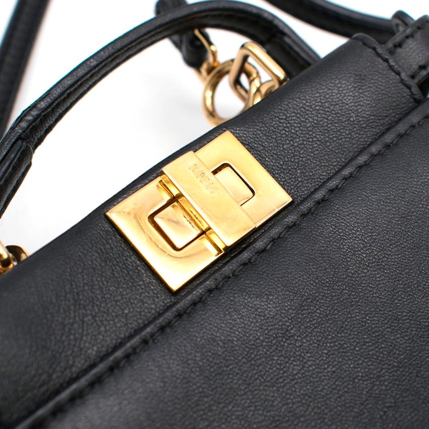 Women's or Men's Fendi Black Micro Peekaboo Leather Shoulder Bag For Sale