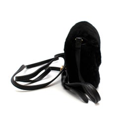 Fendi Black Micro Shearling Fur Baguette Bag