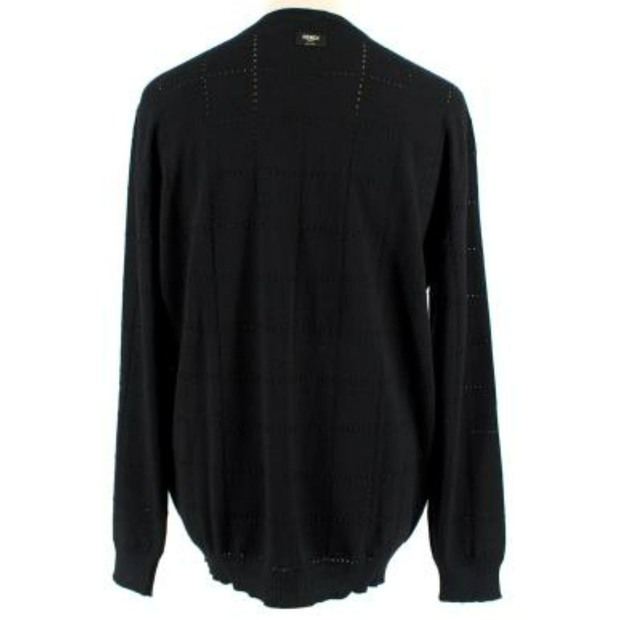 Fendi Black Mid Weight Check Knit Jumper In Excellent Condition For Sale In London, GB