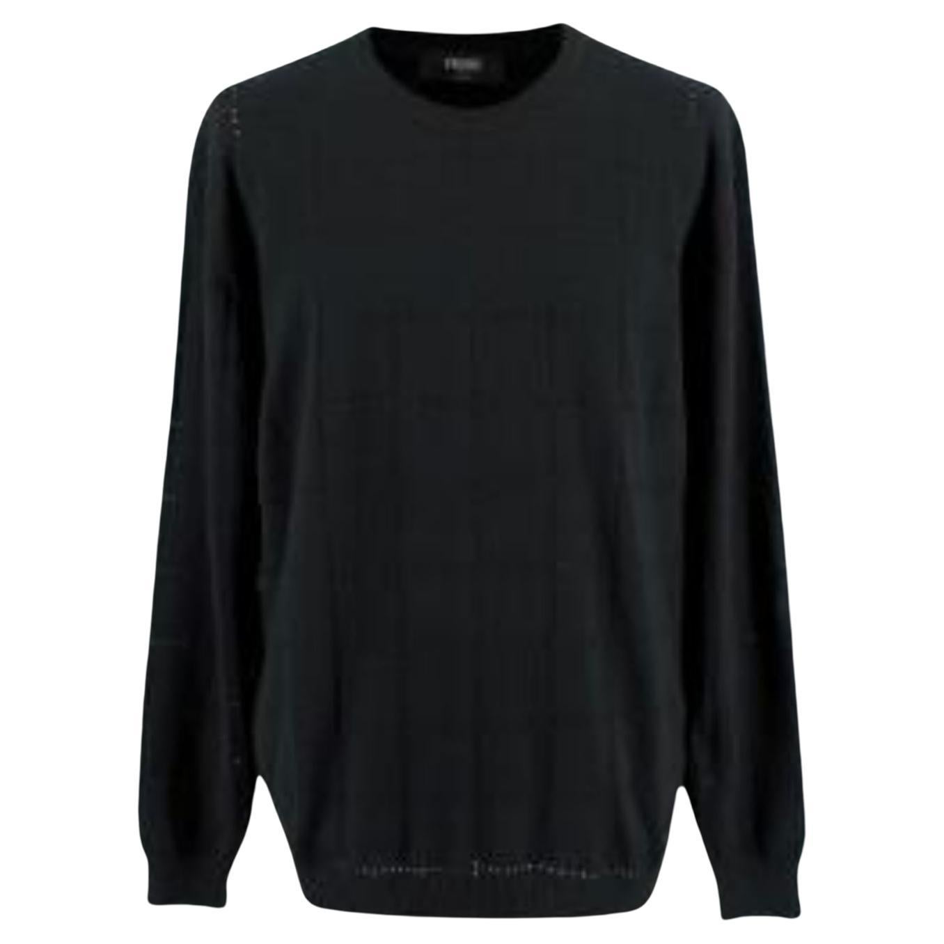 Fendi Black Mid Weight Check Knit Jumper For Sale