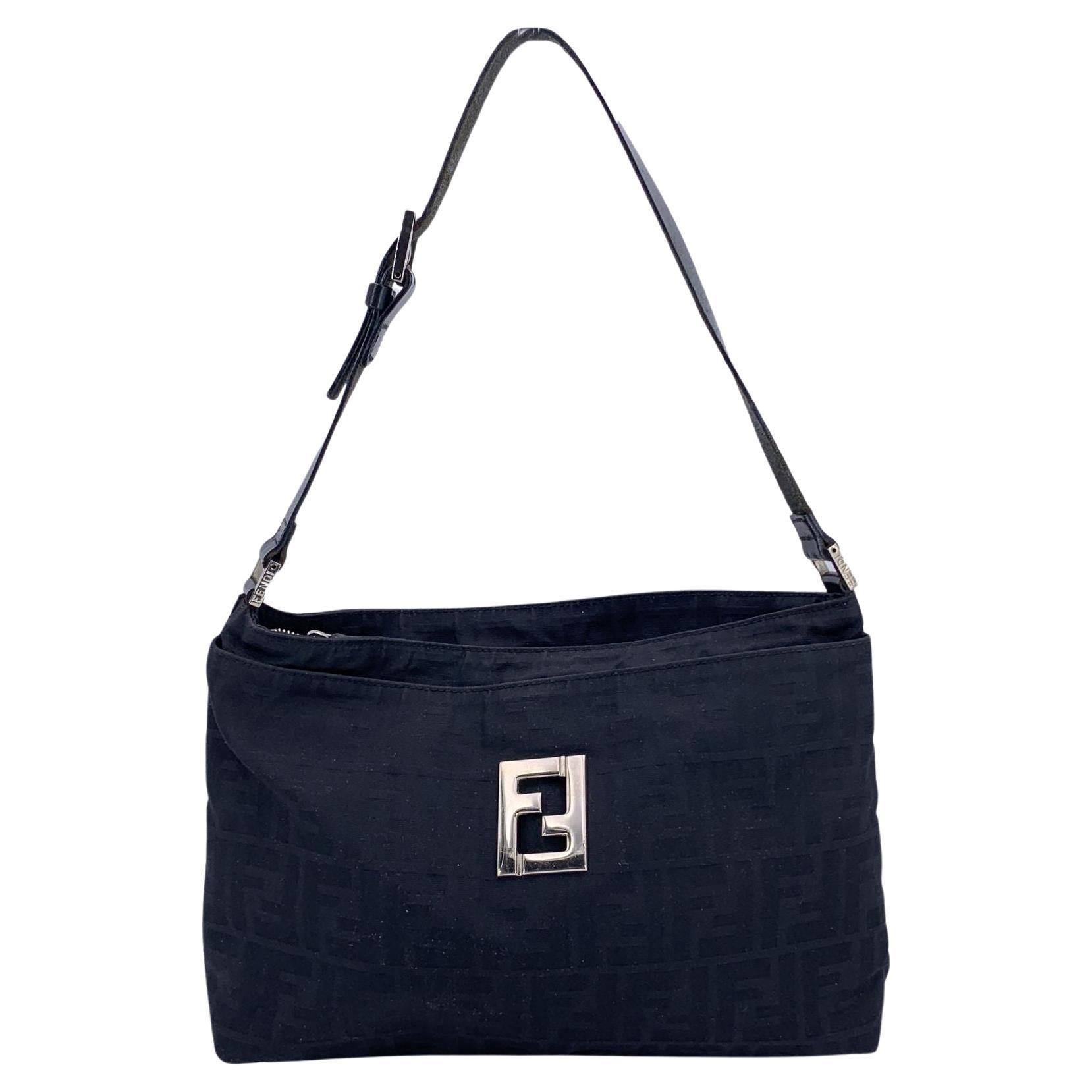 Fendi Black Monogram Canvas Cut Out FF Logo Tote Bag