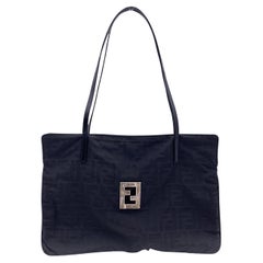 Fendi Black Monogram Canvas Cut Out FF Logo Tote Bag