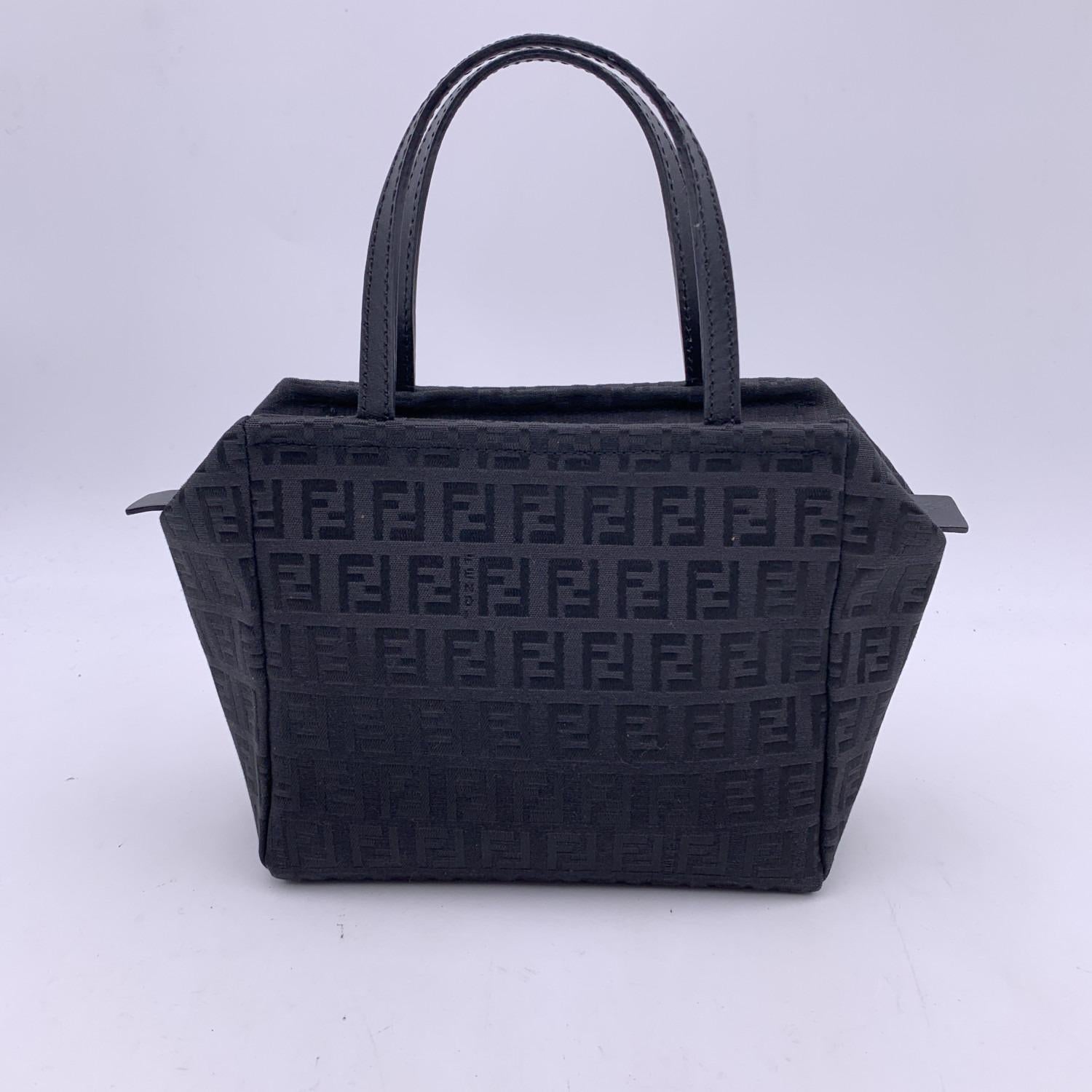 Fendi Black Monogram Canvas Small Duffle Bag Handbag 2