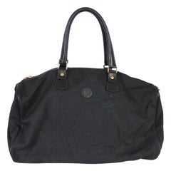 Retro Fendi Black Monogram Duffle Travel Bag 1990s Soft Canvas and Leather Handles
