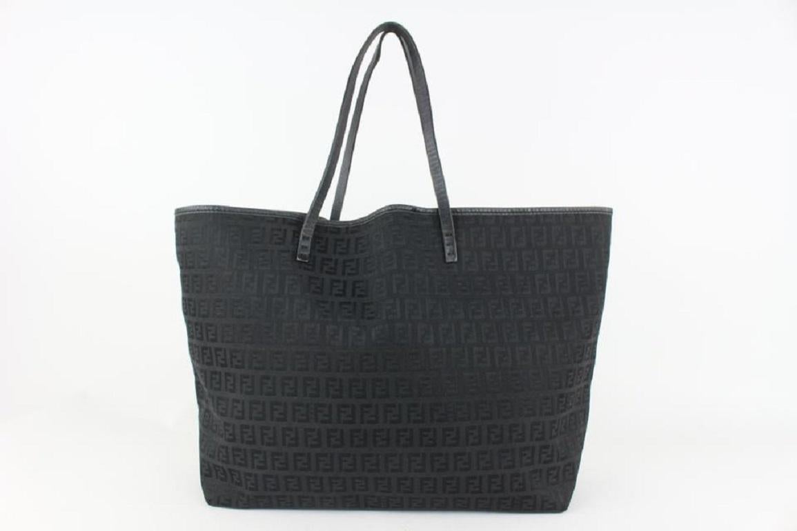 Fendi Black Monogram FF Zucca Roll Shopper Tote Bag 108f14 For Sale 1