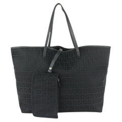 Fendi Black Monogram FF Zucca Roll Shopper Tote Bag 108f14