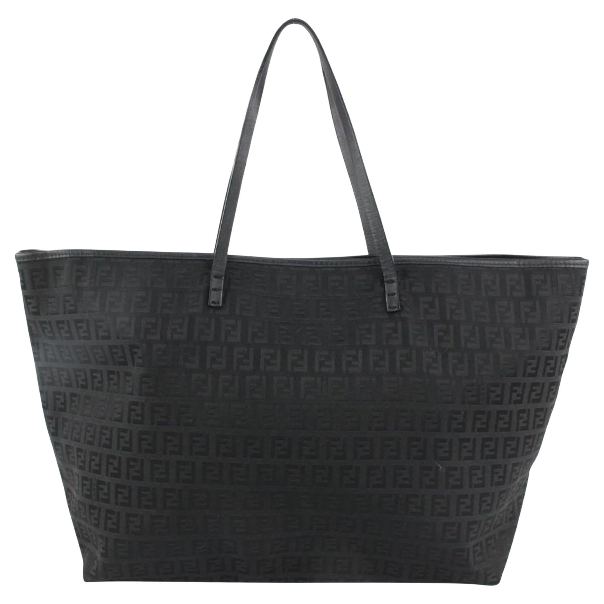 Fendi Black Monogram FF Zucca Roll Tote Bag 1123F35