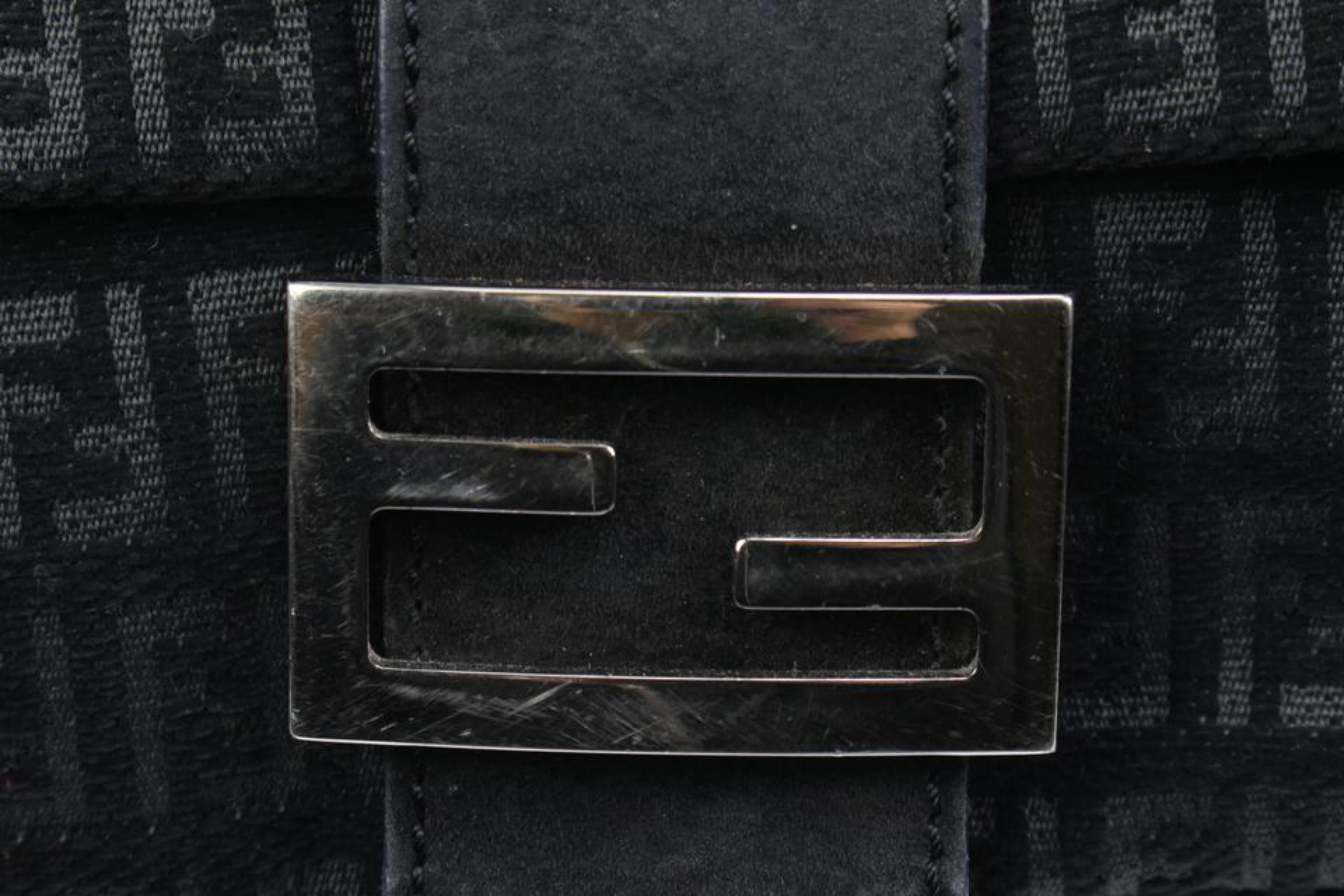 Fendi Black Monogram FF Zucchino Mama Baguette Shoulder bag 84f418s For Sale 6