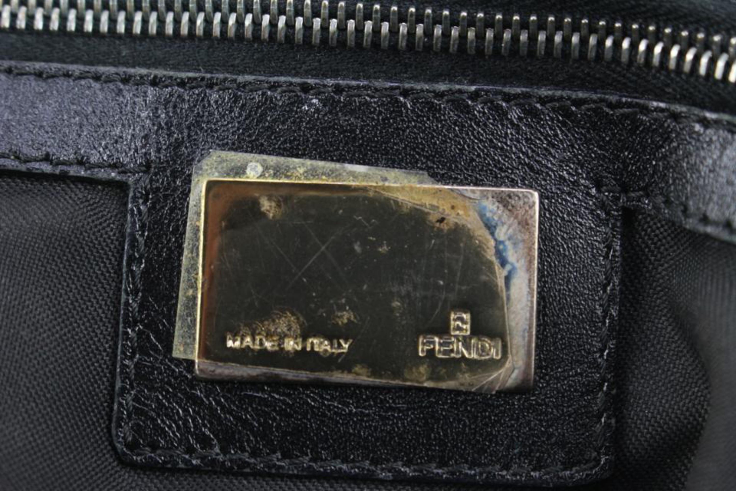 Fendi Black Monogram FF Zucchino Mama Baguette Shoulder bag 84f418s For Sale 1