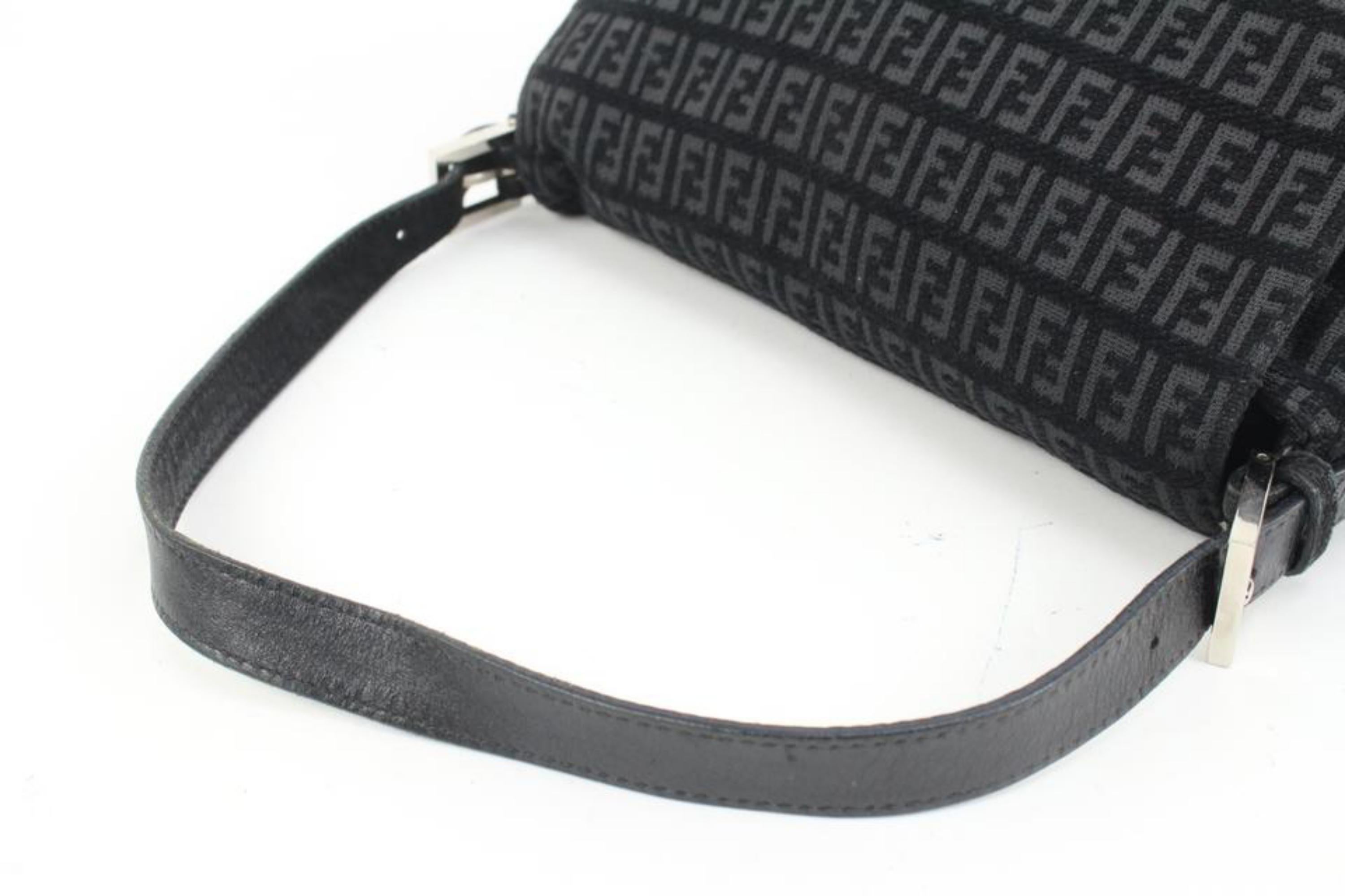 Fendi Black Monogram FF Zucchino Mama Baguette Shoulder bag 84f418s For Sale 2