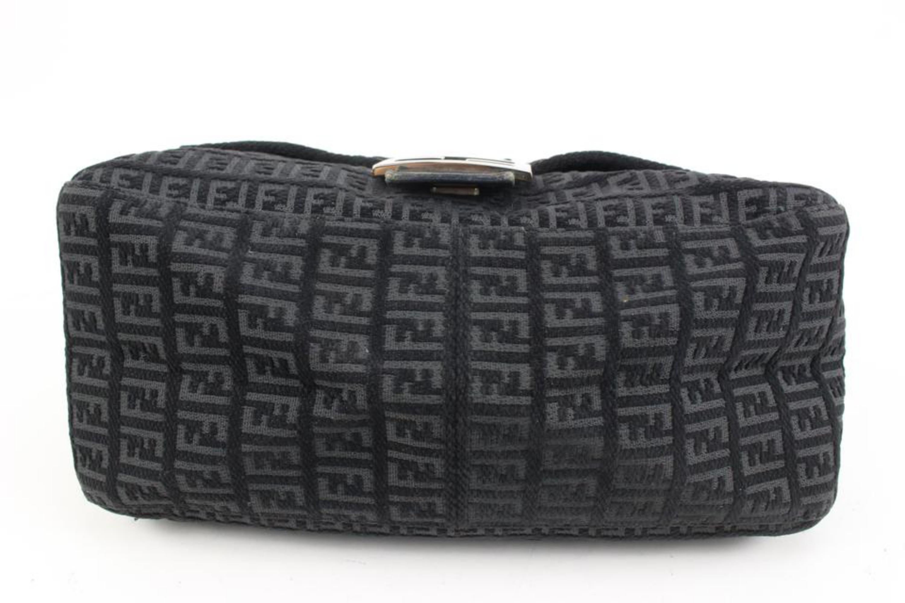Fendi Black Monogram FF Zucchino Mama Baguette Shoulder bag 84f418s For Sale 4