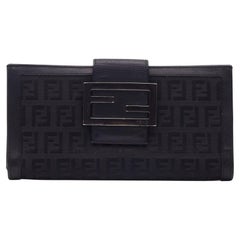 Vintage Fendi Black Monogram Zucca Fold Wallet 8m0032