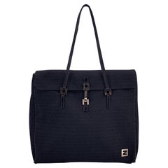 Fendi Black Monogram Zucchino Canvas Tote Shopping Bag Fendi Black Monogram Zucchino Canvas Tote Shopping Bag