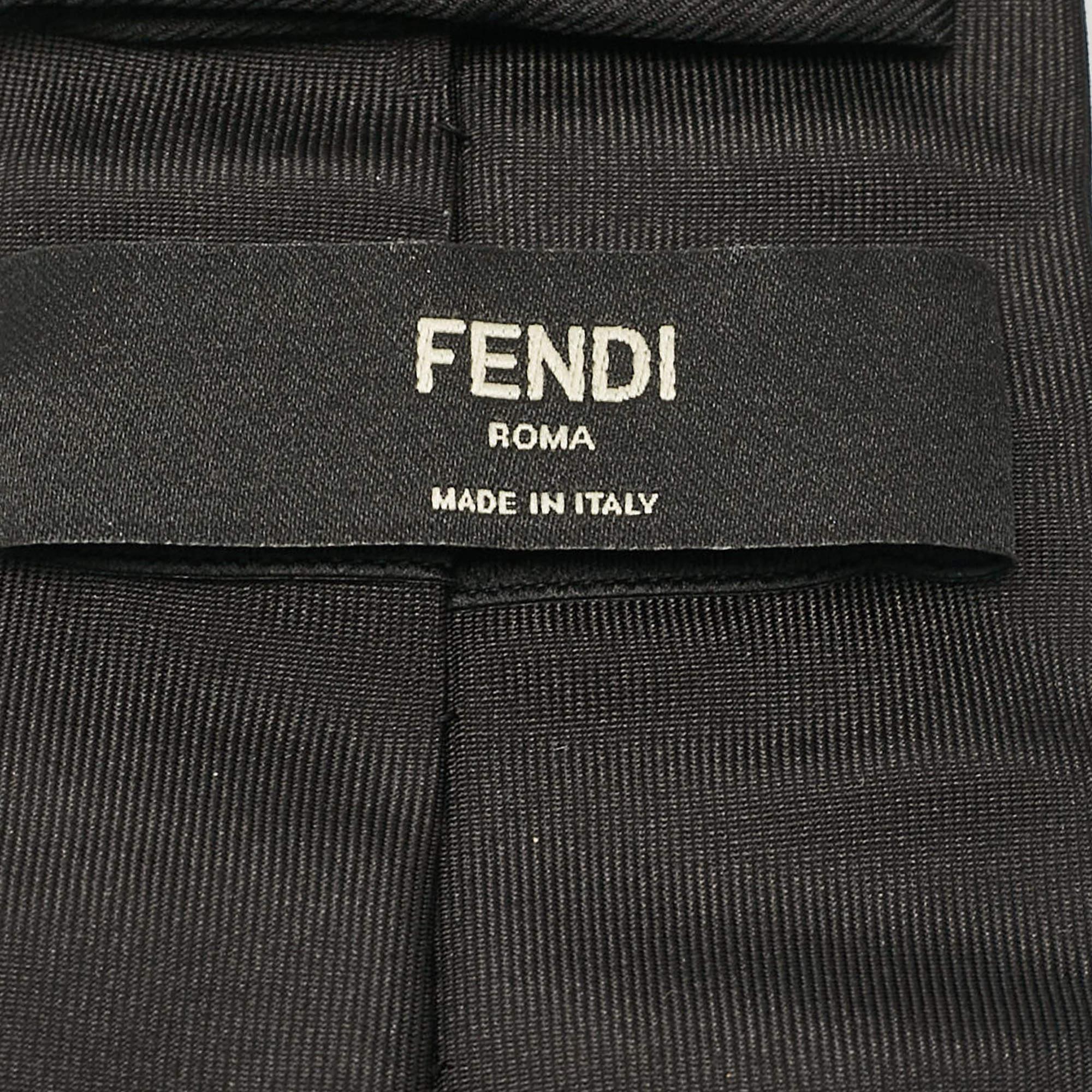 Men's Fendi Black Monster Eye Embellished Silk Tie