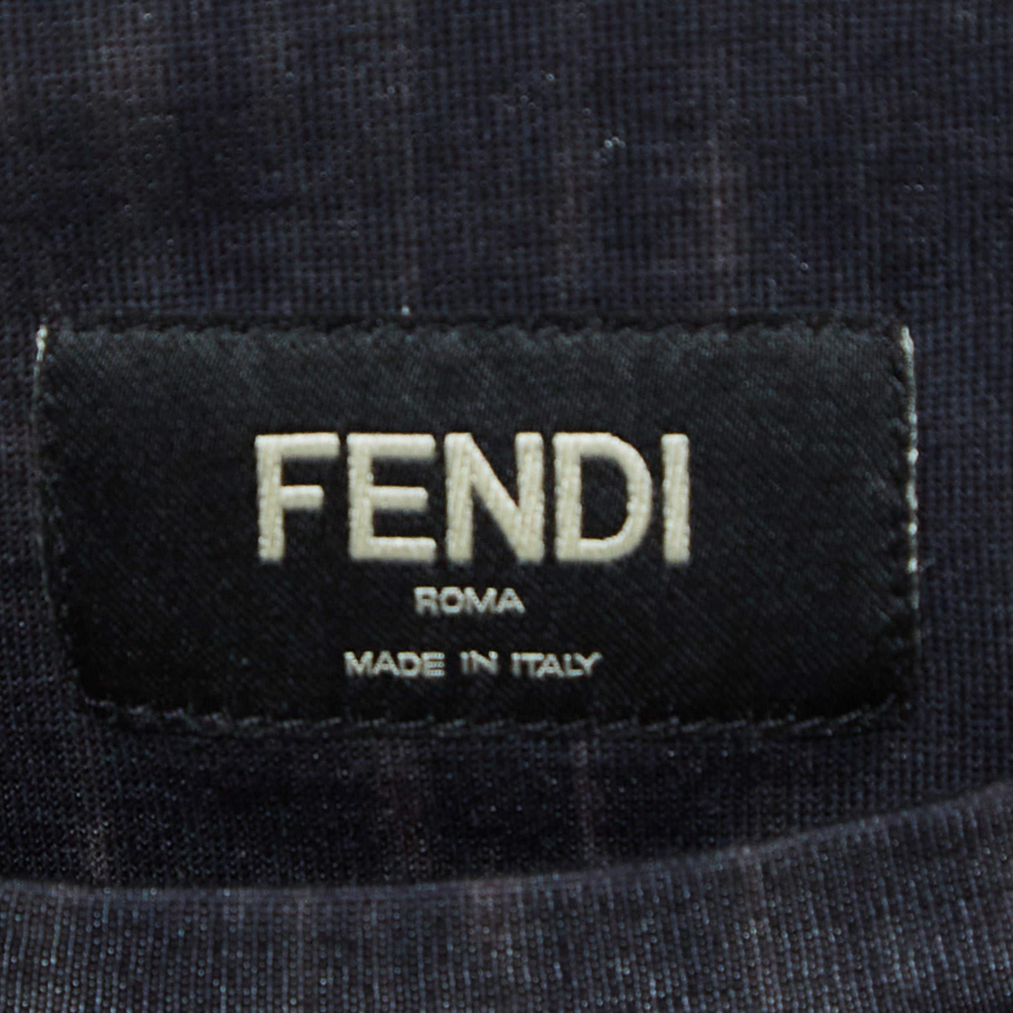 Men's Fendi Black Monster Eyes Print Jersey T-Shirt XS For Sale