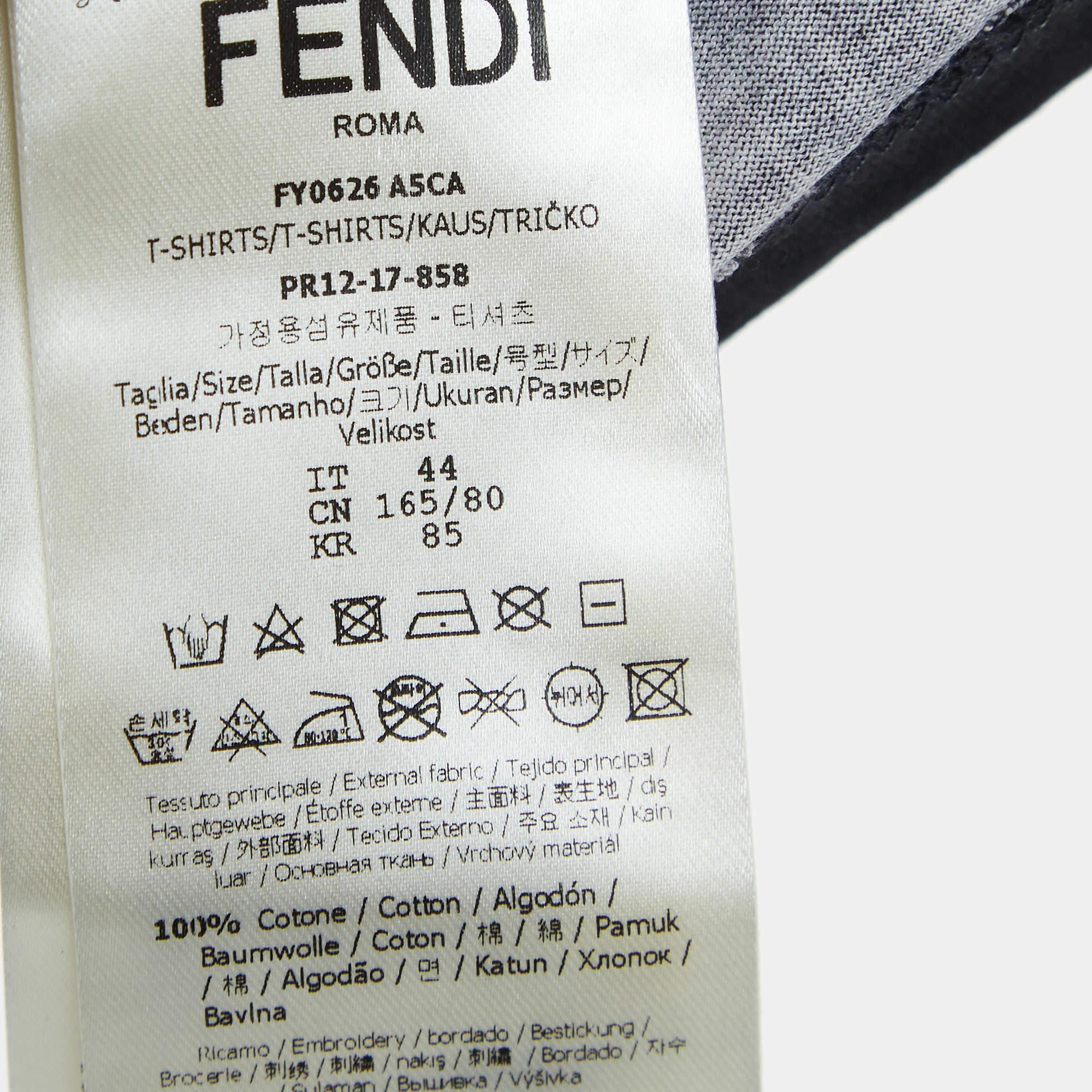 Fendi Black Monster Eyes Print Jersey T-Shirt XS For Sale 2