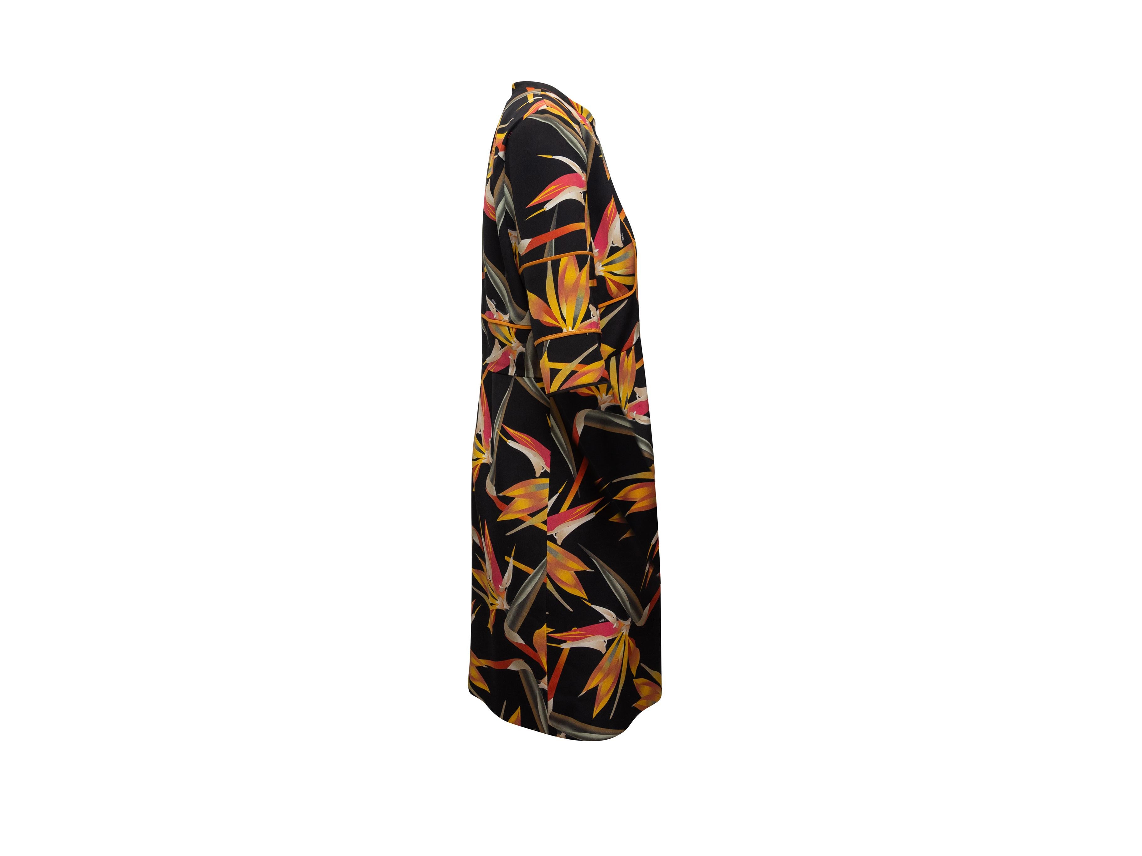 Fendi Black & Multicolor Floral Print Dress In Good Condition In New York, NY