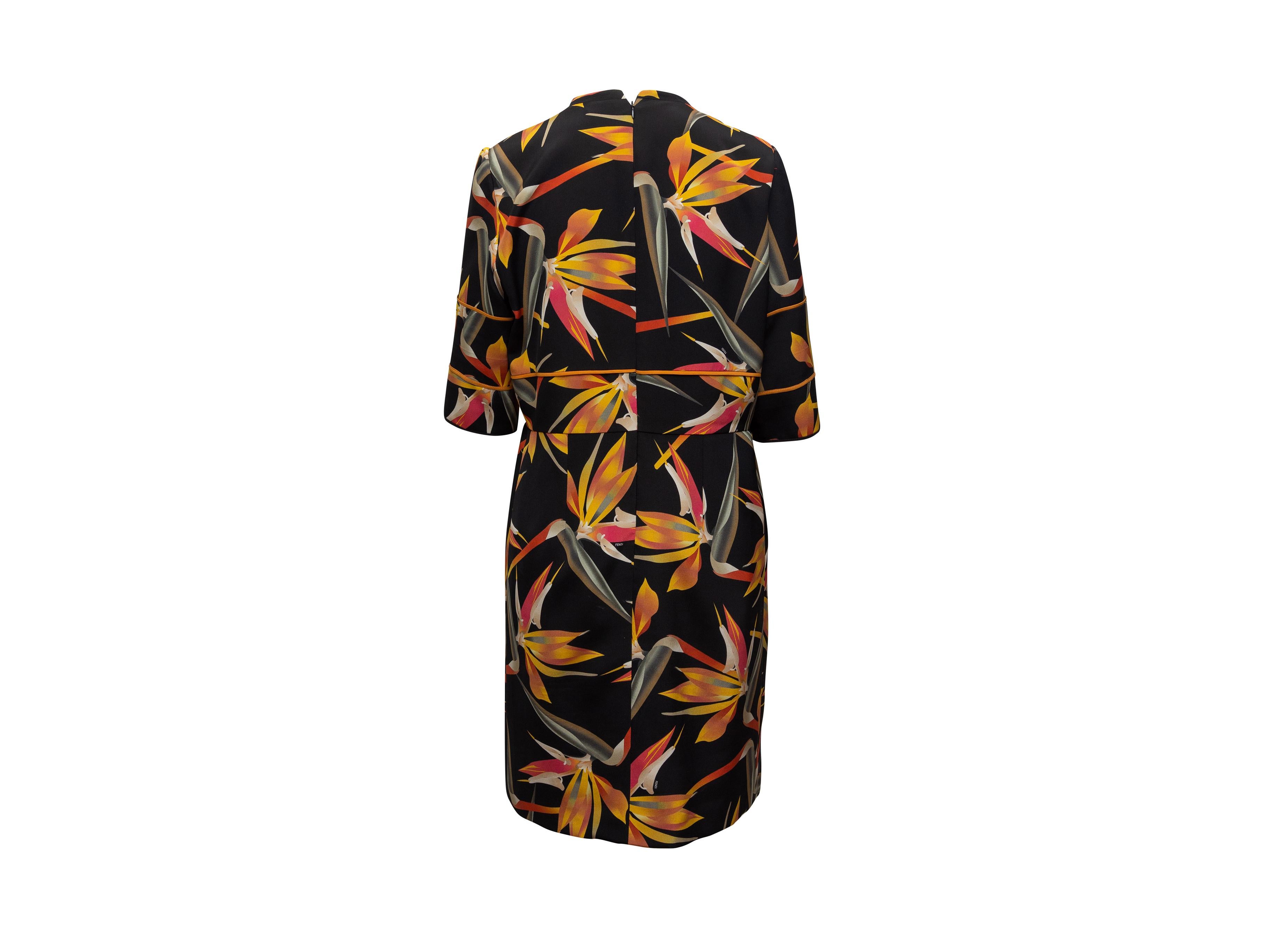 Women's Fendi Black & Multicolor Floral Print Dress