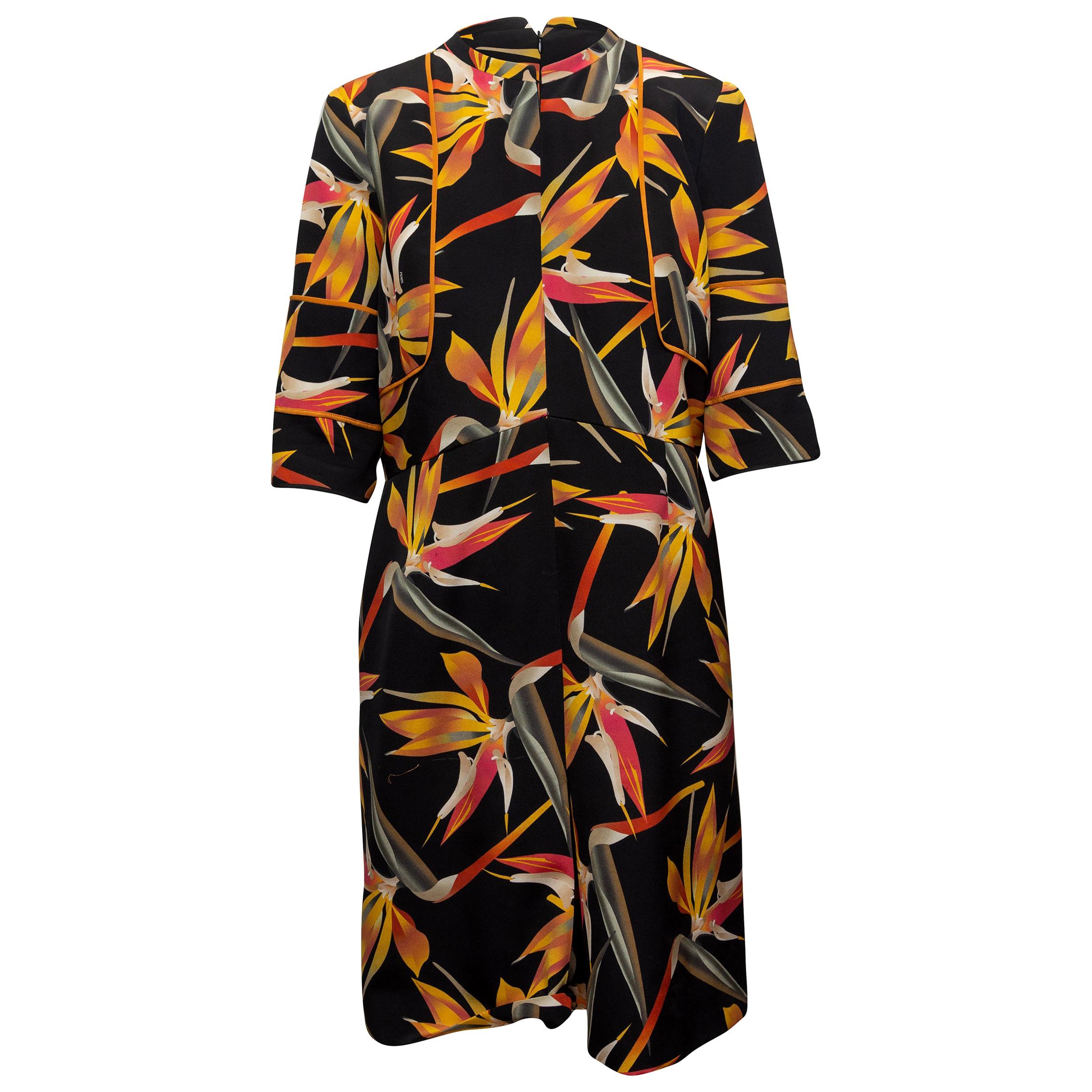 Fendi Black & Multicolor Floral Print Dress