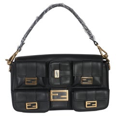 Fendi Black Nappa Convertible Multipocket Baguette Bag