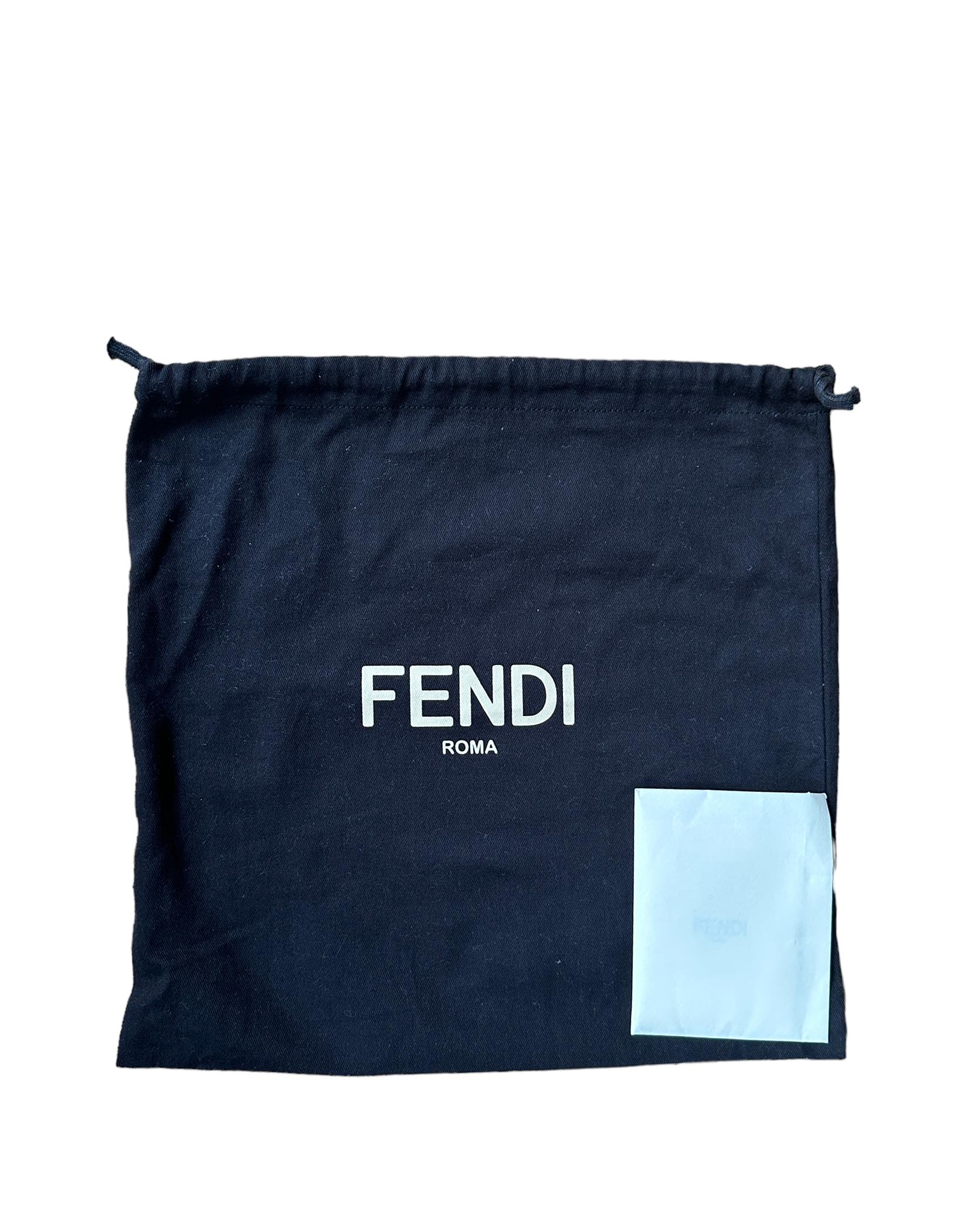 Fendi Black Nappa Embossed Logo FF 1974 Medium Baguette NM Bag w/ Two Straps 5