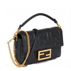 FENDI Black Nappa Leather Baguette