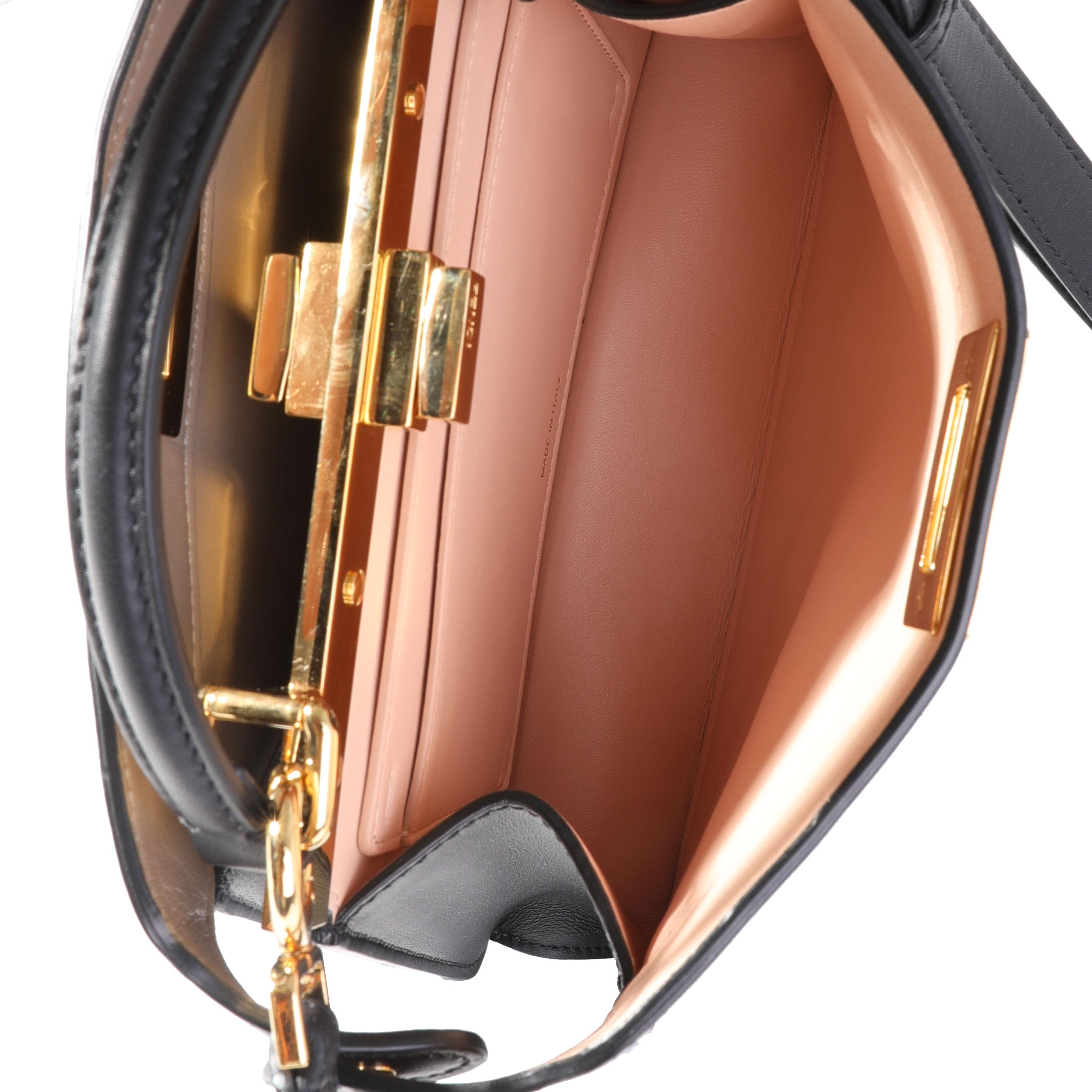 Fendi Black Nappa Leather Small Peekaboo ISeeU Bag In Good Condition In New York, NY
