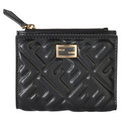 Fendi Black Nappa Zucca Compact Wallet