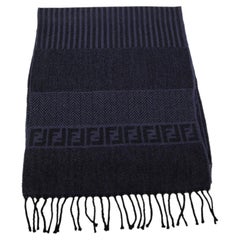 Fendi Black & Navy Wool Scarf