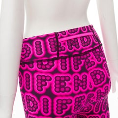 FENDI black neon pink logo print overlocking legging pants S