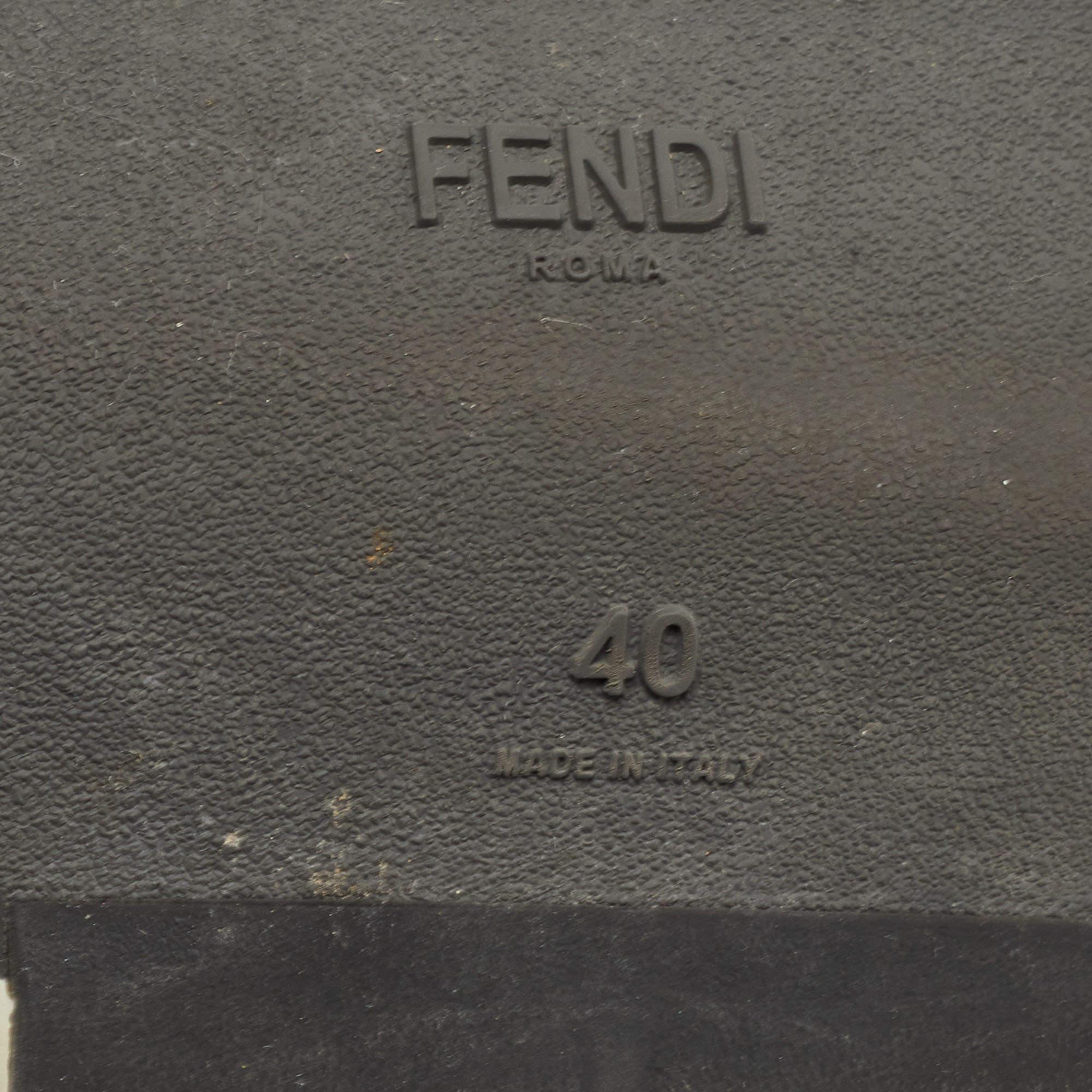 Fendi Black Neoprene and Leather Studded Slip On Sneakers Size 40 For Sale 4
