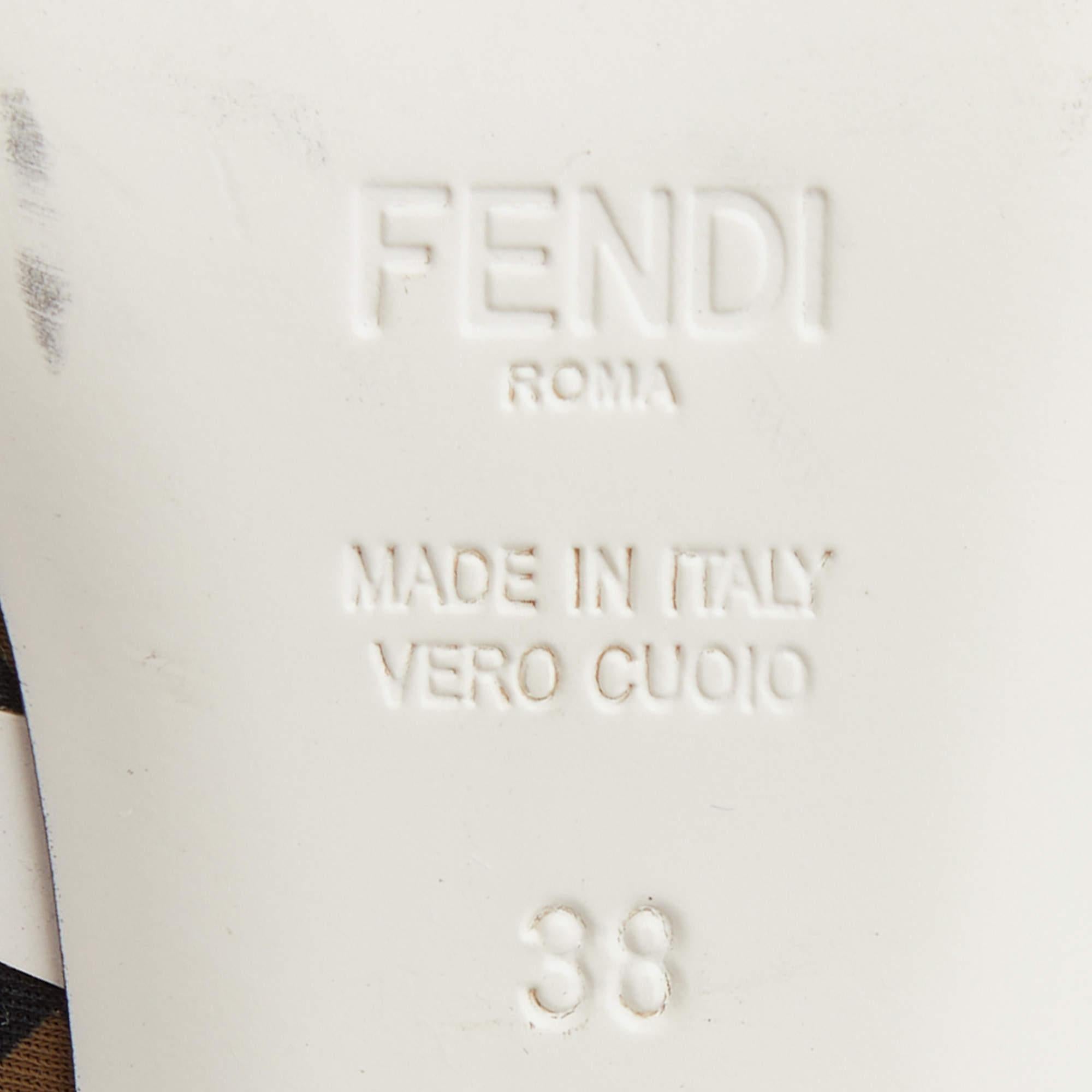 Fendi Black Neoprene And Mesh Freedom FF Patchwork Slingback Sandals Size 38 4