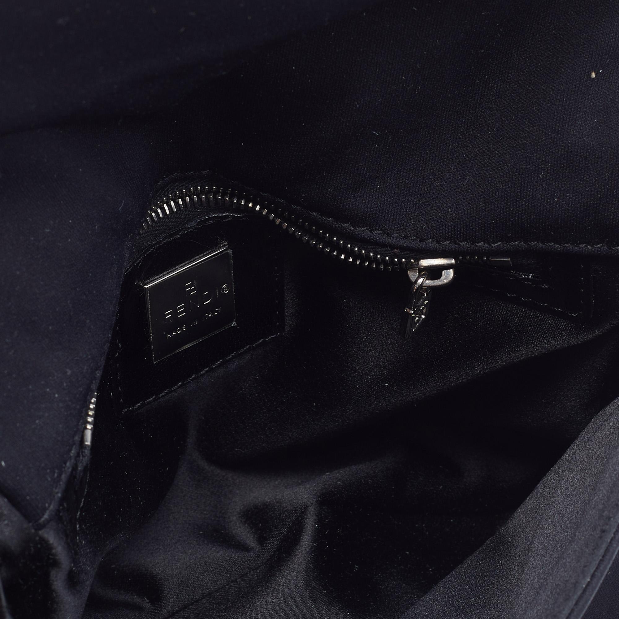 Fendi Black Neoprene and Patent Leather Baguette Bag 4