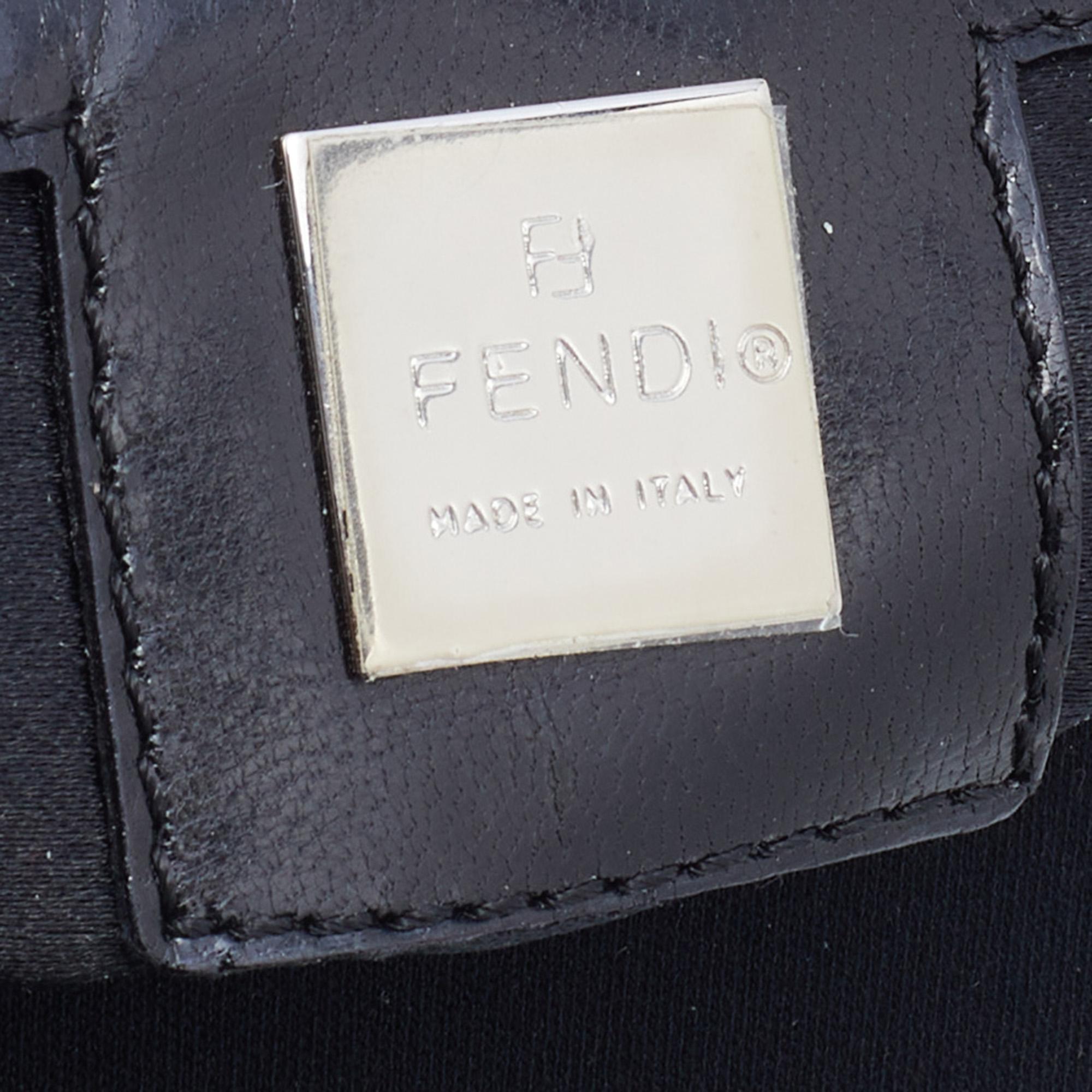 Fendi Black Neoprene and Patent Leather Baguette Bag 3