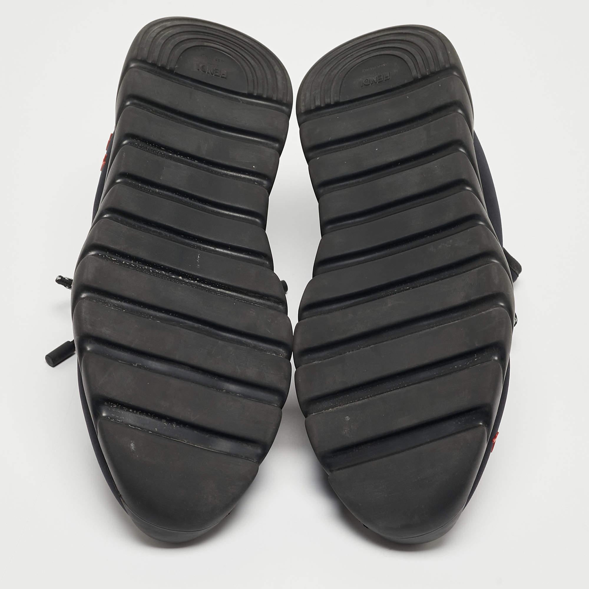 Fendi Black Neoprene Fiend Low Top Sneakers Size 41.5 For Sale 1