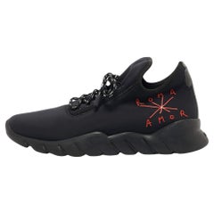 Used Fendi Black Neoprene Fiend Low Top Sneakers Size 41.5