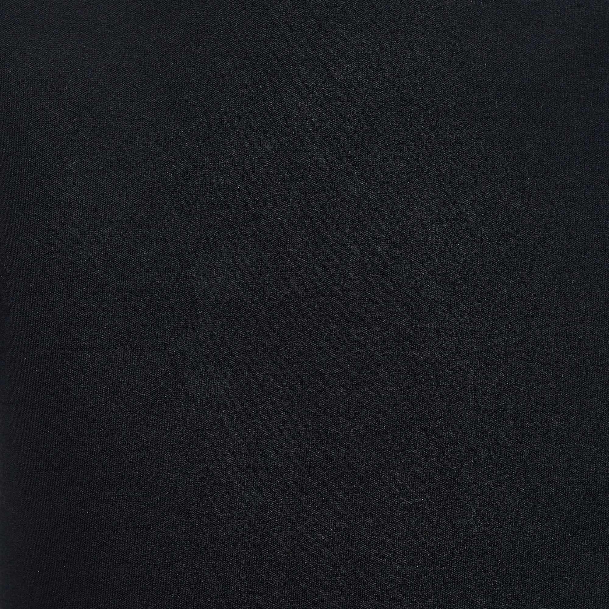Fendi Black Neoprene Karlito Fur Applique Cropped Jumper M In Good Condition In Dubai, Al Qouz 2